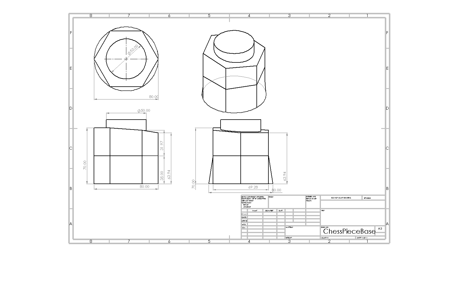 Chessboard piece drawing